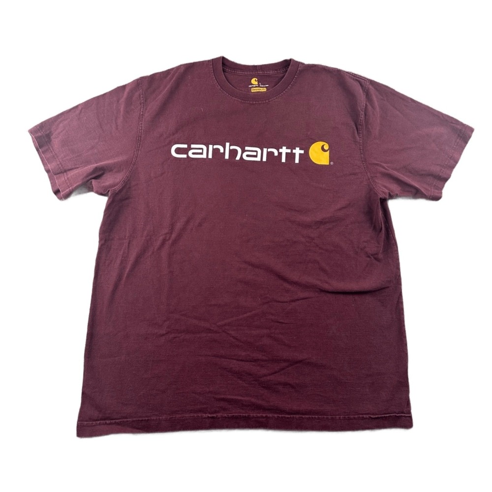 Carhartt T-Shirt Men L Red Signature‎ Heavyweight Cotton Workwear Gorpcore K195